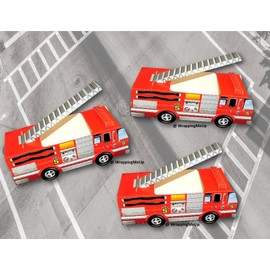 3 -Classic FIRETRUCK Food Boxes, Party Food Boxes, Classic Tailgate Food Boxes