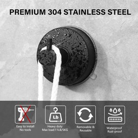 SVG HOME- Wall Hooks | 2 pcs Suction Cup Hooks Removable, Stainless Steel 304, for Most Household Walls | Shower Hooks Suction Cup | Towel Hooks for Bathrooms | Door Hanger Hook | Wall Hook (Black)