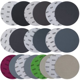 Aewio 40PCS 5 inch No Hole #320-#5000 Wet Dry Sanding Discs 320 400 800 1000 1200 1500 2000 2500 3000 5000 Grit Sandpaper Compatible for Random Orbital Sanders (#320-#5000 10Kind Grit Each 4PCS)