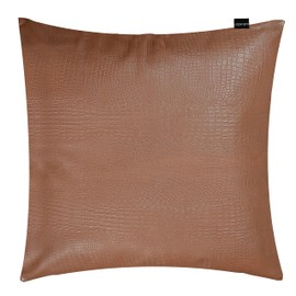 KUIRMODA Lambskin Leather Pillow Cover - Decorative Sofa Cushion Case - Throw Covers for Living Room & Bedroom, 18x18 Inches - Brown Croco Pack of 1