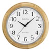 Bulova C5005 Wooden Atomic Analog Wall Clock | Automatically Sets
