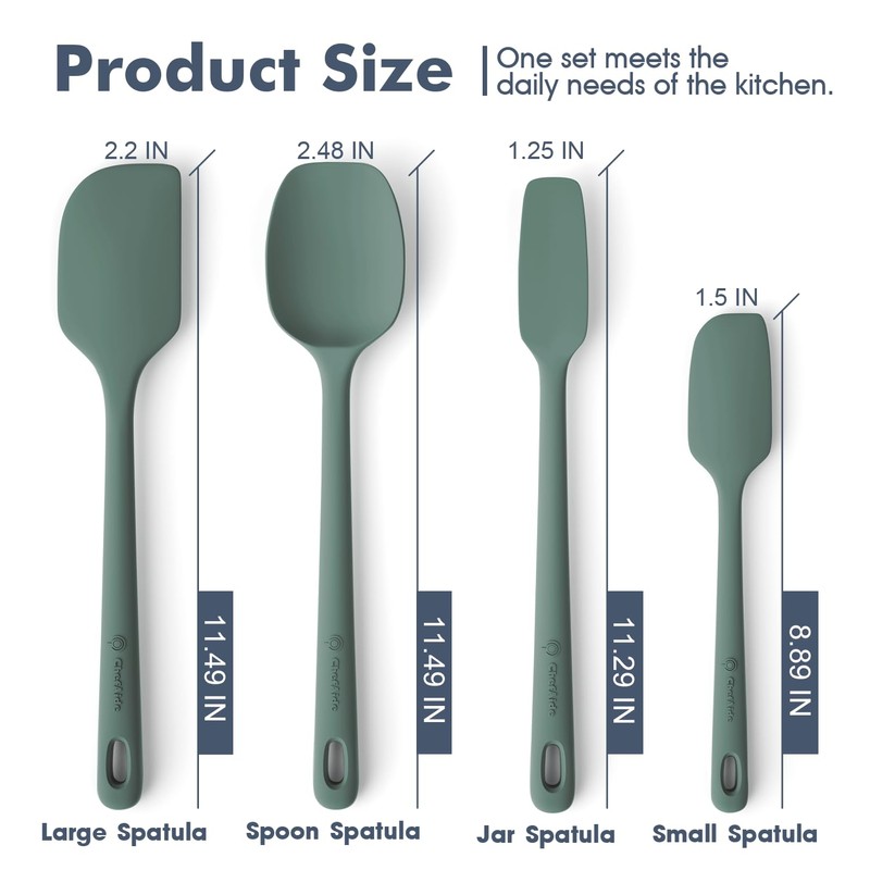 ChefAide 4 Pieces Silicone Spatula Set, Food Grade Rubber Spatula,
