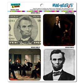 Abraham Abe Lincoln Pictures President Historical History United States Automotive Car Refrigerator Locker Vinyl Magnet Set