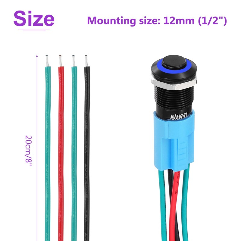 DMiotech 2 Pcs 1/2" Aluminium Alloy Latching Push Button Switch