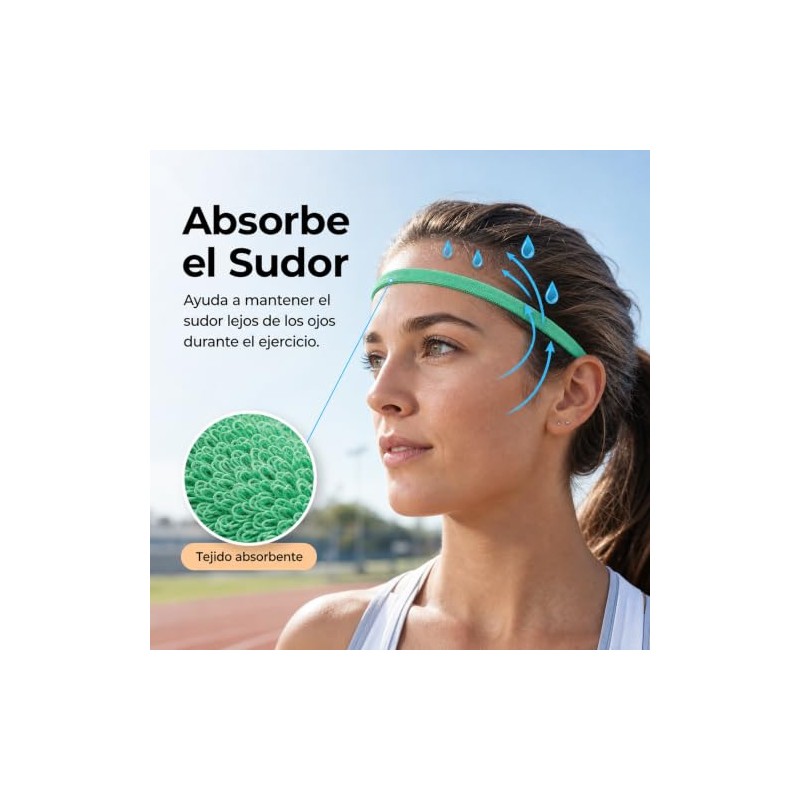 7 Piezas Diademas Deportivas, Bandas Elásticas Antideslizantes para Cabello