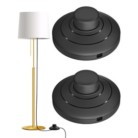 DoRight Black Round Foot Switch, Lamp Foot Push Switch Standard Lamp Round in-Line Foot Pedal Lamp Switch Use for Floor Lamp Standing Lamp Table Lights Desk Lamp, Waterproof IP44, 50V-440V, 2 Packs
