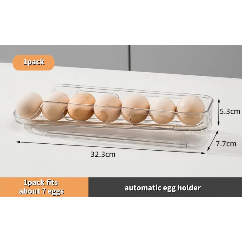 LECINAL Egg Holder for Fridge,Stackable 1-4 Tiers Container,Auto Rolling Fridge