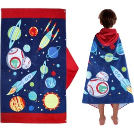 MooMoo Baby Kids Beach Towel Hooded Absorbent Bath Swim Towel Large Cotton Poncho Wrap Towel for Girls