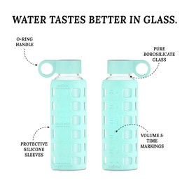 Glass Water Bottle - Glow in the Dark Purifyou® - Size: 12oz, Color: Glow in the Dark