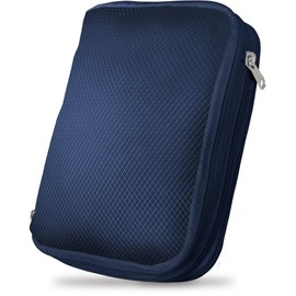 ICHIFUJI Travel Compression Bag Travel Pouch Compression Bag Storage Pouch Zipper Business Trip Travel Convenient Item Saves About 50% Clothing Space by Compression (M Size, Navy)