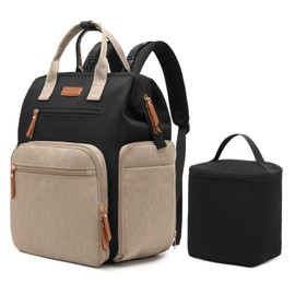 Qualyphant Breast Pump Bag for Spectra S1 S2 Medela, Convertible Large Diaper Bag Backpack for Working Moms with 14 inch Laptop Sleeve & Cooler Storage, Black Khaki