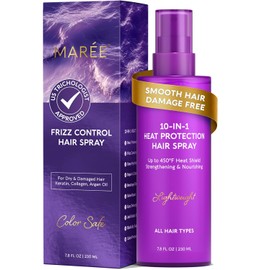 MAREE 10-in-1 Heat Protection Spray for Hair – Heat Protectant for Hair with Keratin, Collagen & Argan Oil – Frizz Control Hair Spray Women Care Product – Anti Frizz Protector de Calor para el Cabello