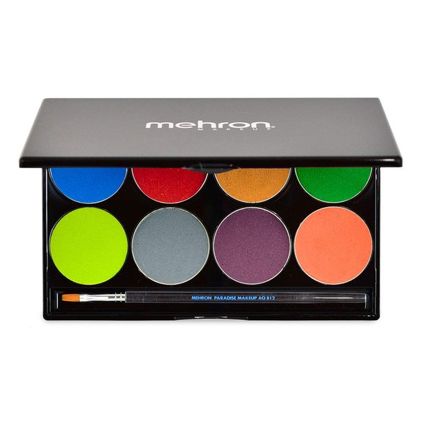 Mehron Makeup Paradise AQ Face & Body Paint 8 Color Palette (Tropical) - Face, Body, SFX Makeup Palette, Special Effects, Face Painting Palette for Art, Theater, Halloween, and Cosplay