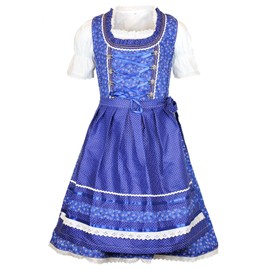 MS-Trachten Girls' Dirndl Carina Children's Dirndl Costume Dress 3 Pieces, blue
