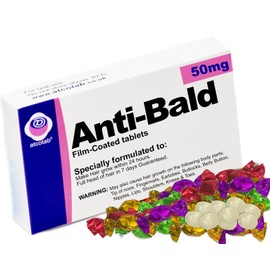 Anti Bald Funny Joke Pill Box with Jelly Beans, Rude Gag Gift, Gifts for Men, Balding, Hair Growth, Funny Birthday Gifts for Men, Husband Gifts for Grandad Dad