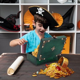 mizikuu Vintage Wooden Treasure Chest with Lock Small Storage Jewellery Box Children's Birthday Wooden Box for Storage and Decorating