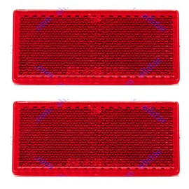 [ALL STAR TRUCK PARTS] 3-1/8" Rectangular Stick On Reflector - Trailers, Trucks, Automobiles, Mail Boxes, Boats, SUV's, RV's, Industrial Strong Adhesive DOT/SAE Approved (Red, 2)