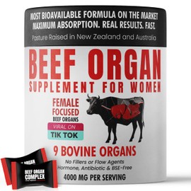 Beef Organ Supplement for Women | Grass Fed Beef Organs Liver Supplement | 9 Nutrient Rich Bovine Organs | Raised on New Zealand & Australian Pastures | No Fillers | Great Taste | 60 Gummies