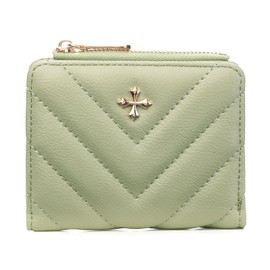 GOIACII Small Wallet for Women Slim Credit Card Holder Compact Size Vegan Leather Green