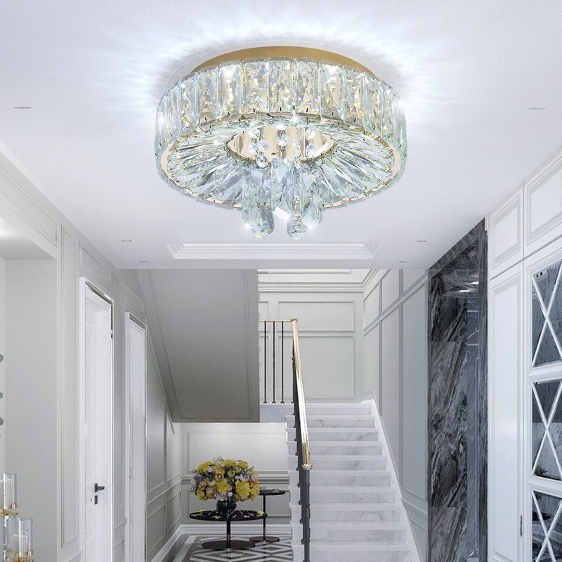 dolria Mini Chandelier Modern Crystal Chandeliers for Hallway LED Flush
