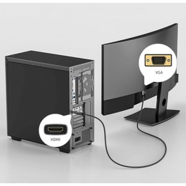 Reagle HDMI to VGA Adapter Cable - Full HD 1080p, Disposable Converter with Gold Plated Connectors, Flat Design, Plug & Play - Compatible with Monitors, Projectors and Older Devices 2M