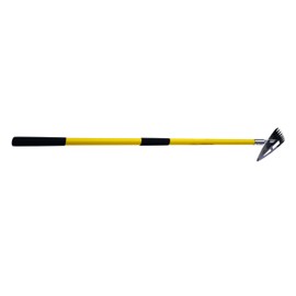 Spear Head Hoe Garden Tool - Long Handle Hoe with 59" Fiberglass Handle, 2 Cushioned Grips, & Stainless Steel Blade with Sharpened Edges & Rake - Multipurpose Garden Hoe for Weeding & More (Yellow)