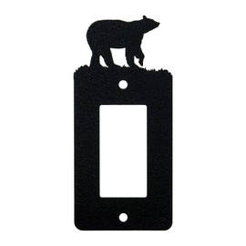 Bear Single Gang Light Switch, GFCI Power Outlet, Wall Plate (Single Rocker (GFCI), Black) - MADE IN USA