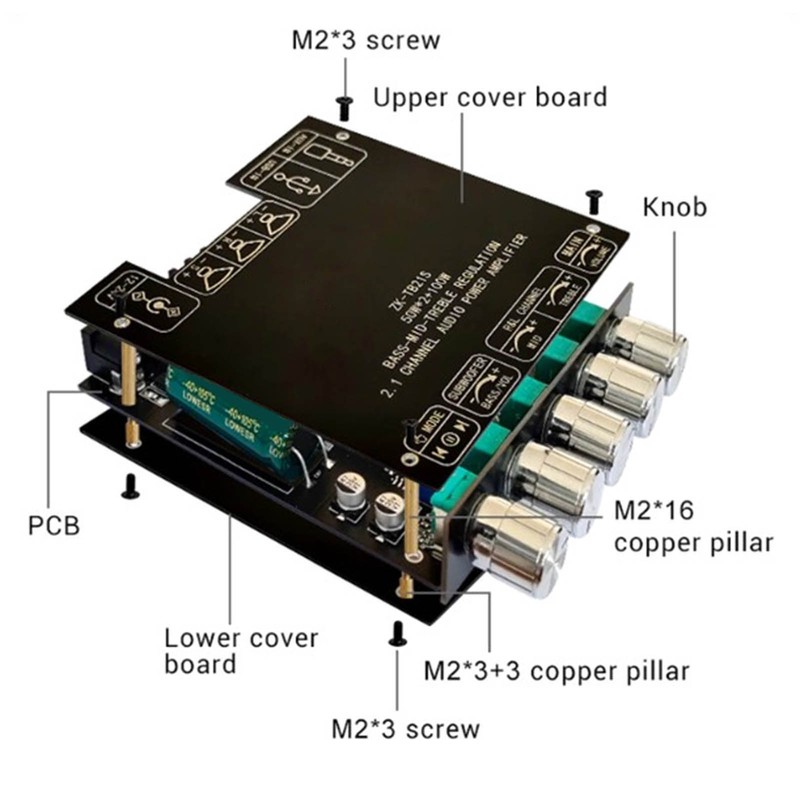 Bluetooth Power Amplifier Board Subwoofer 2.1 Channel 50W 50W 100W