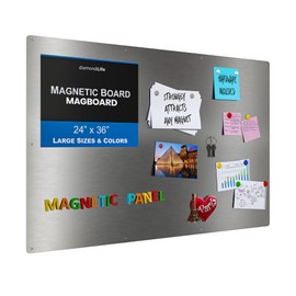 Diamond Life Magnetic Board - Memo & Vision Board for Home, School & Office - Magnet Board for Kids - Pre-drilled Mounting Screws Included (Stainless Steel 24"x36")