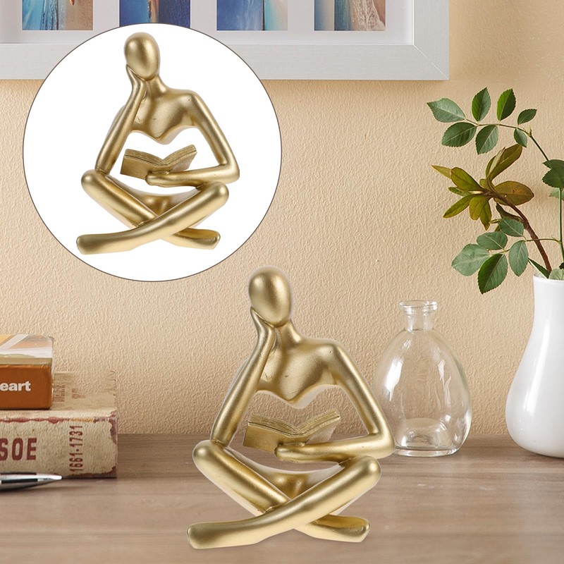 LIFKOME Abstract Thinker Sculpture, Meditation Yoga Statue Modern Home Decor