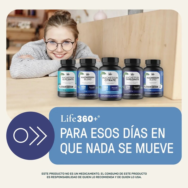 Citrato De Magnesio Alta Pureza 280 Cápsulas Magnesium Citrate Life360