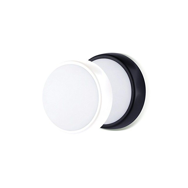 Luceco LED Eco Mini Round Outdoor Bulkhead Light,Black/White,16 cm/5.5 W