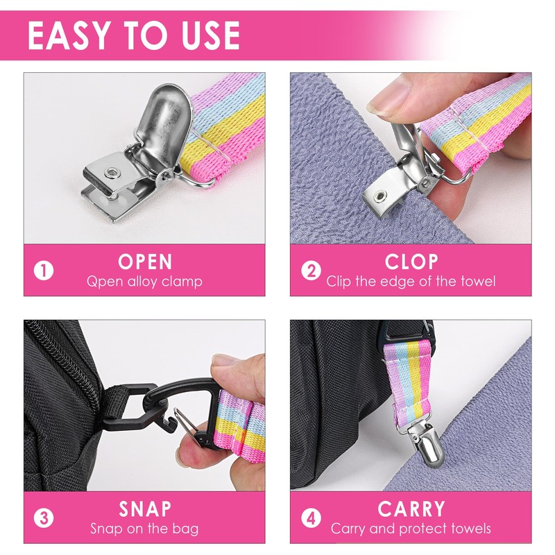 TOCCOOL 3 PCS Multi Sport Towel Holder, Hook Clip, Towel