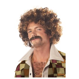 California Costumes Disco Dirt Bag Wig and Mustache Standard Brown