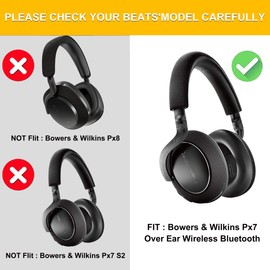 defean Px7 Earpads - Replacement Ear Pads Cover Cushions Compatible with Bowers & Wilkins Px7 Over Ear Wireless Bluetooth Headphones,High-Density Noise Cancelling Foam (Black Protein Leather)