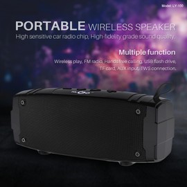 Bluetooth Speakers, Waterproof Portable Speakers, Wireless for Home Shower Pool Beach Outdoor (Black)