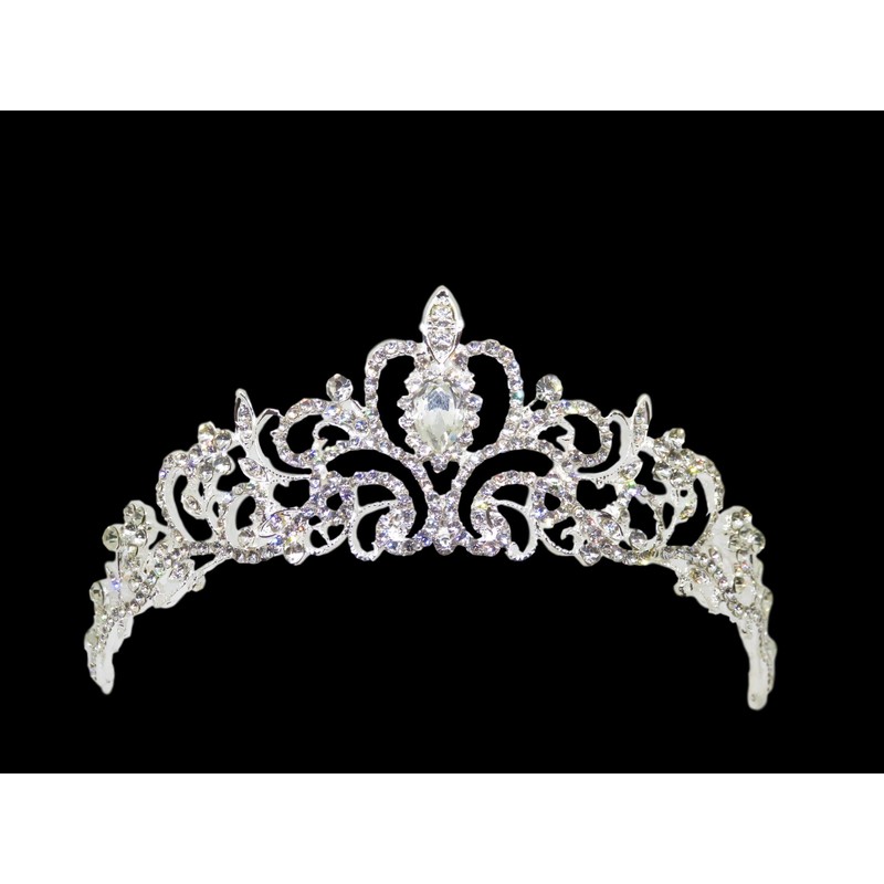Wedding Accessories Tiara Crown Pearl Rhinestone Bride Party Bridal Silver,