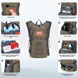 Maelstrom Hydration Backpack, Hiking Backpack with 2L Water Bladder, High Flow Bite Valve Water Backpack Men Women Lightweight Insulation for Hiking, Cycling, Running, Climbing, Camping, Khahi