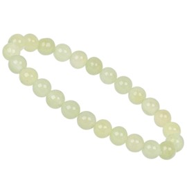 Eledoro Genuine Gemstone Beads, Chakra Bracelet, PowerBead, Stretch Bead Bracelet, 8 mm, 17 centimeters, Gemstone, New Jade (Serpentine)