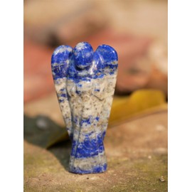 FASHIONZAADI Lapis Lazuli Carved Pocket Angel for Reiki Healing, Statue, Guardian, Peace, Figure, 2-2.5 Inches