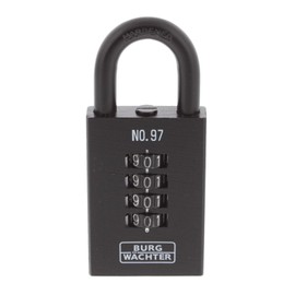 BURG-WÄCHTER Padlock with Combination Lock, Numero 97, 50 mm, Cast Iron, Black