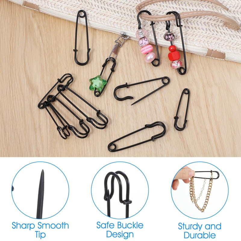 Yuomeaz 30 Stück Sicherheitsnadeln Groß 5/6/7 cm Safety Pins, Sicherheitsnadeln