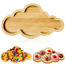 Cloud Charcuterie Board Platter Bamboo Serving Tray Wood Food Board Wooden Tray Cute Decorative Fillable Serving Board for Food Fruit Snack Baby Shower Party Supplies Decoration