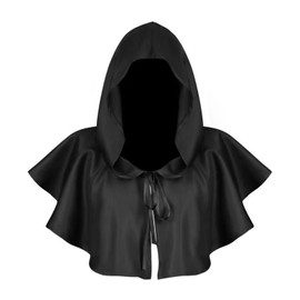 MENGZHAI Black Medieval Wicca Pagan Hood Hat Grim Cowl Cloak Cosplay Costumes
