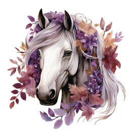 GRAZDesign Wall Sticker Horse with Flowers Purple for Girls Wall Sticker Children's Room & Girls' Room Wall Decoration as Sticker - 51 x 50 cm