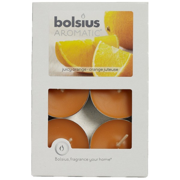 Aromatic 103626941584 Aromateelicht „Juicy Orange“, Paraffin, orange, 6 Stück Packung