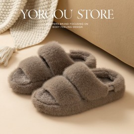 Women's Fall Winter Cotton Indoor Slippers - Non-Slip & Warm Fleece Lined Hazelnut Brown 36-37 (fits feet 35-36) 10ea