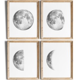 Moon Phases Art Prints (Set of 4) - Unframed - 11x14s | Celestial Wall Décor for Astronomy Enthusiasts | Enhance Your Home with the Mystique of the Moon's Phases | Home Décor | Wall Décor