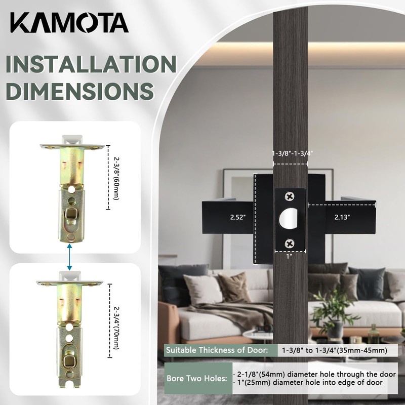 KAMOTA Passage Door Levers, 5 Pack Black Heavy-Duty Door Handles,
