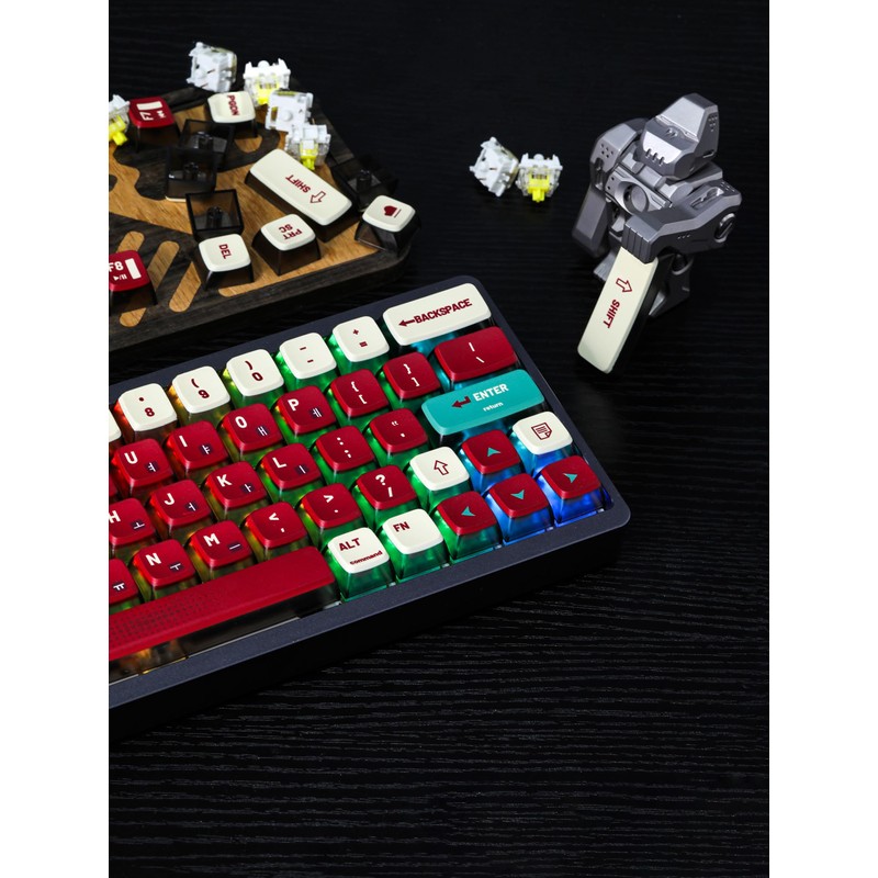 XDK Backlit Keycaps Red Shine Through PBT Keycaps, Pudding Keycaps